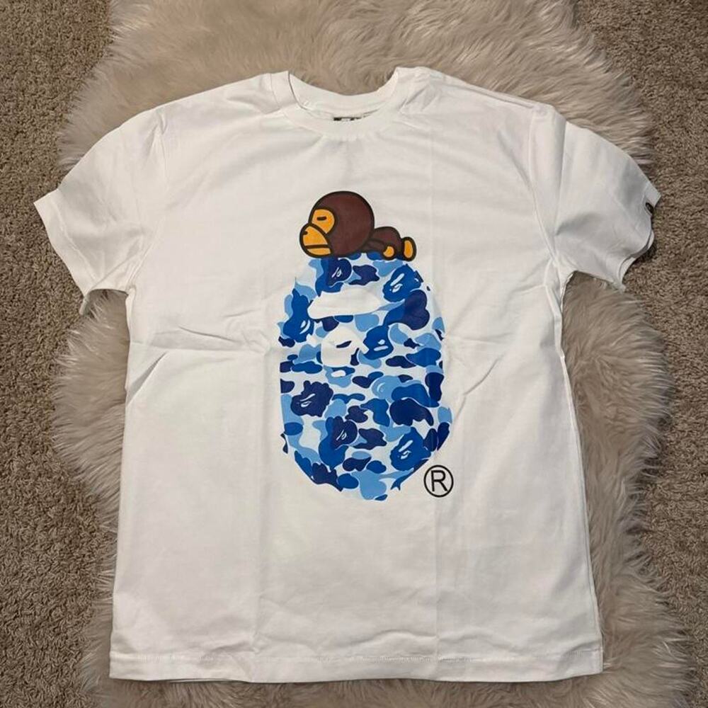 White bape tee with blue